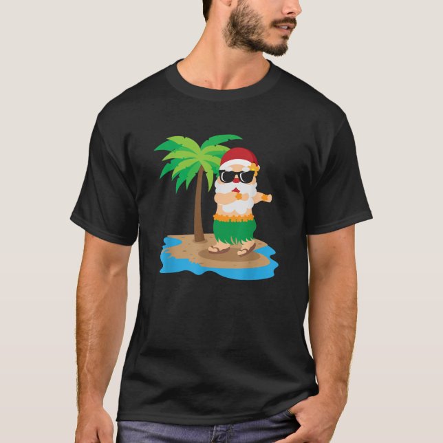 Camiseta Navidades hawaianos Hula Dancing Santa Claus (Anverso)
