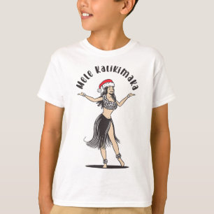 Camiseta Navidades hawaianos Hula Skirt Chica Santa Hat Mel