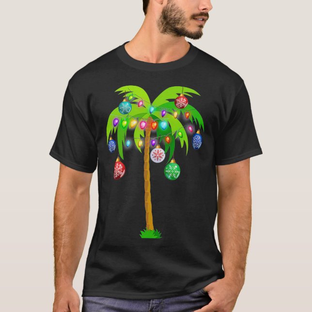 Camiseta Navidades hawaianos palmeras tropicales de Navidad (Anverso)