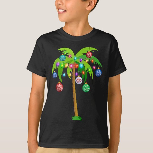 Camiseta Navidades hawaianos palmeras tropicales de Navidad (Anverso)
