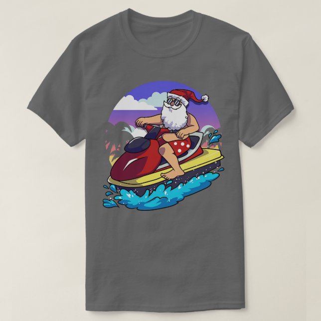 Camiseta Navidades hawaianos Santa Claus Jet Skiing (Diseño del anverso)