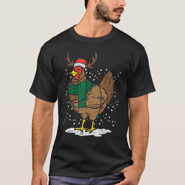 Camiseta Navidades Hen Chicken Santa Hat Farmer Xmas Farm M (Anverso)