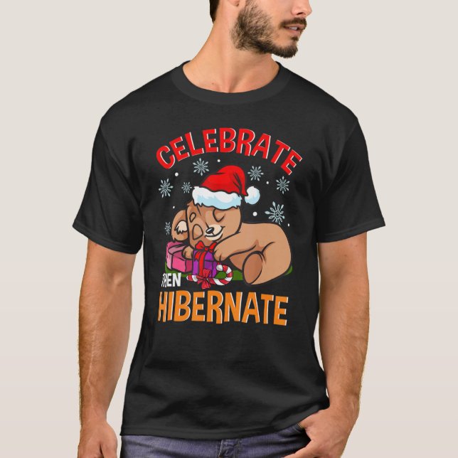 Camiseta Navidades hibernan celebran el oso somnoliento (Anverso)