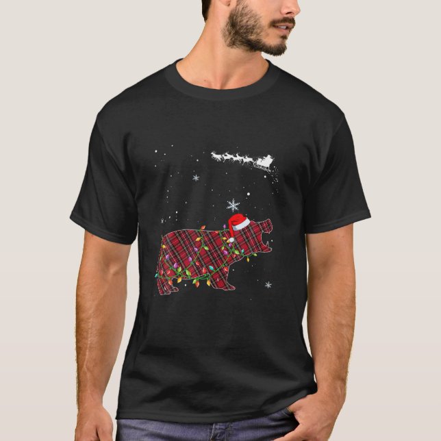 Camiseta Navidades Hippo Plaid Pajama (Anverso)