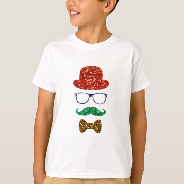 Camiseta navidades hipster bigote (Anverso)