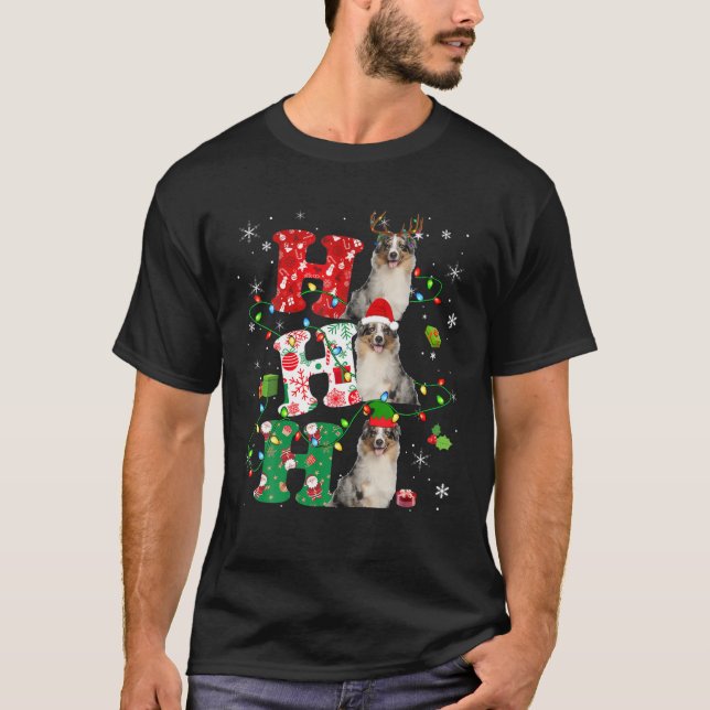 Camiseta Navidades Ho3 iluminan a reno australiano de Santa (Anverso)