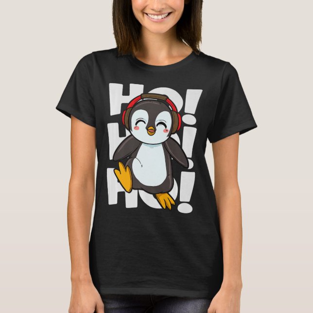 Camiseta Navidades Ho Ho Ho Ho Ho Tía bailando pingüino (Anverso)