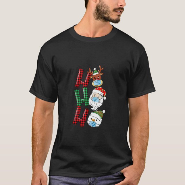 Camiseta Navidades Ho Ho Ho Ho Santa Reindeer Snowman enfre (Anverso)