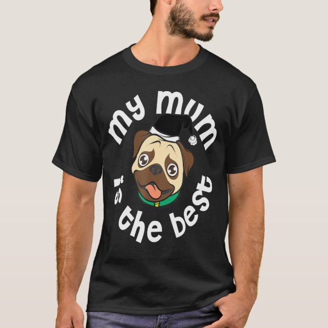 Camiseta Navidades Holiday Pug Mamá Crazy Perro Mamá (Anverso)