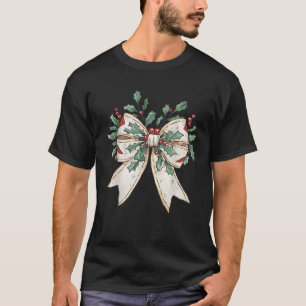 Camiseta Navidades Holly Berry Coquette Bow Navidades Seaso