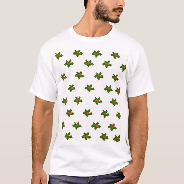 Camiseta Navidades Holly Pattern T-Shirt (Anverso)