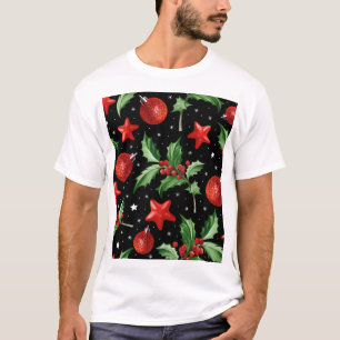 Camiseta Navidades Holly Snow Stars Seamless
