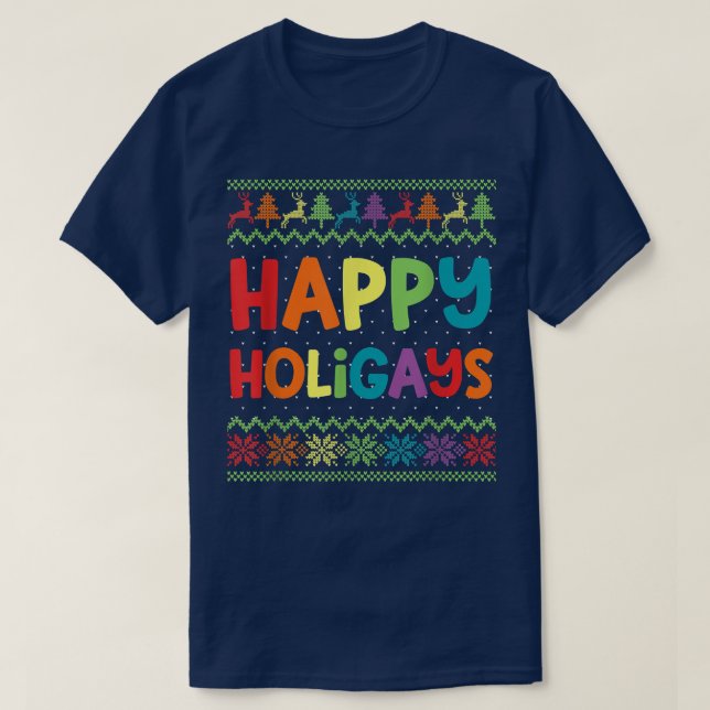 Camiseta Navidades homosexuales divertidos LGBT Felices hol (Diseño del anverso)