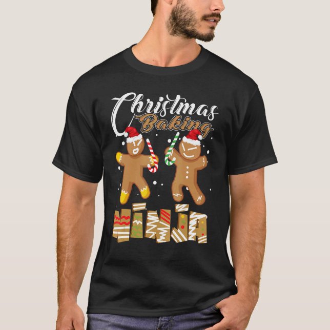 Camiseta Navidades horneando Ninja Gingerbread Cookie Baker (Anverso)