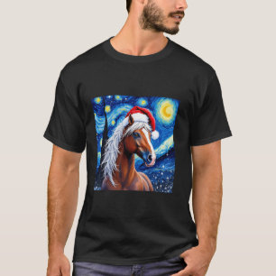 Camiseta Navidades Horse Santa Hat Van Gogh Starry Night Ho