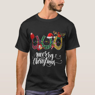 Camiseta Navidades Horseshoe Horse Lover Leopard Plaid