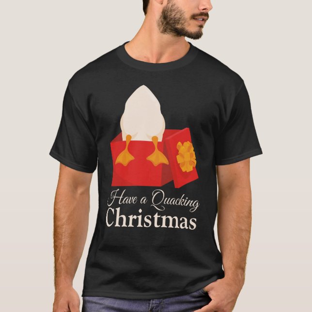 Camiseta Navidades Humor gracioso pato lindo en caja roja (Anverso)