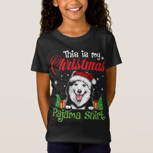 Camiseta Navidades Husky Siberianos Pajama Divertido Perro  (Anverso)
