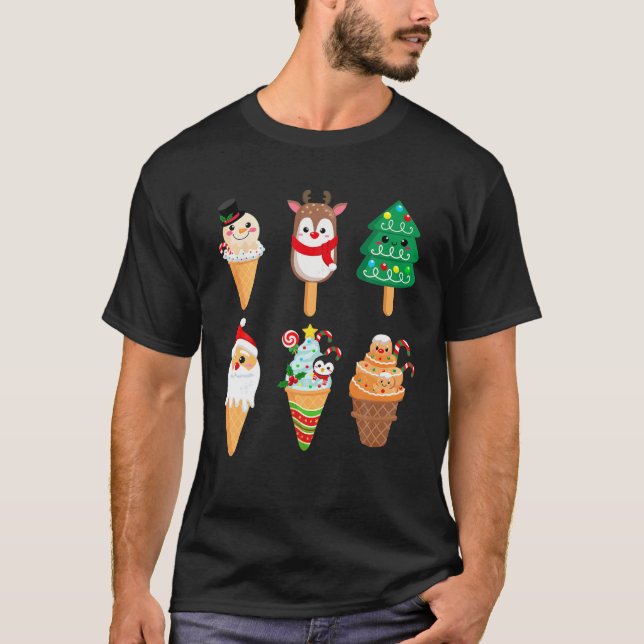 Camiseta Navidades Ice Cream Santa Amigos Navidades Niños (Anverso)