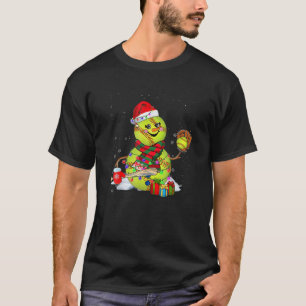 Camiseta Navidades iluminan a Santa Snowman jugando Softbal