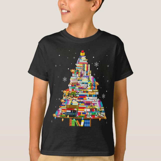 Camiseta Navidades Iluminan Árboles De Biblioteca Para Bibl (Anverso)