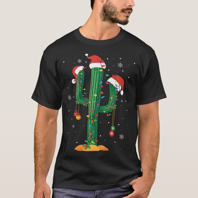 Camiseta Navidades Iluminan Cactus Lover Divertidas Xmas Pa (Anverso)