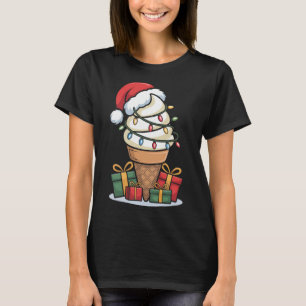 Camiseta Navidades Iluminan Cono De Helado Con Santa Hat De