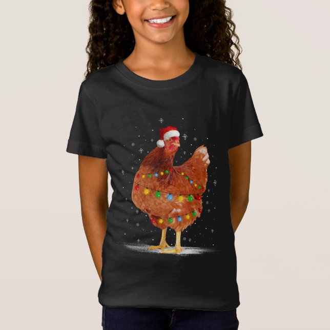 Camiseta Navidades iluminan el pollo Santa Funny árbol de n (Anverso)
