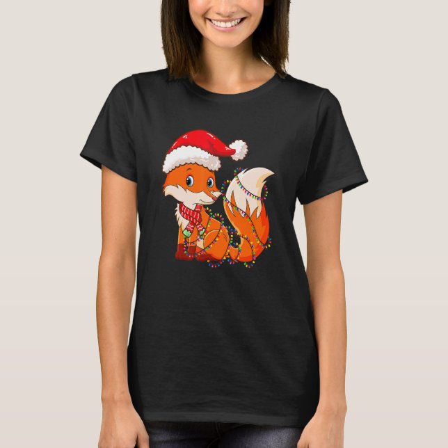 Camiseta Navidades Iluminan Fox con Gorra de Navidad Cute F (Anverso)