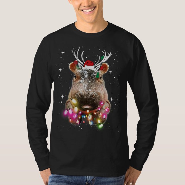 Camiseta Navidades Iluminan Hippo Fiona Hippopótamo Lover (Anverso)