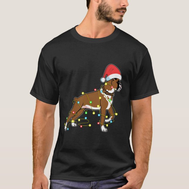 Camiseta Navidades iluminan obsequio de boxeo de perro de m (Anverso)