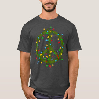 Camiseta Navidades iluminan signo de paz retro hippie feliz