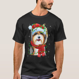 Camiseta Navidades iluminan Yorkshire Terrier Dog Santa Hat