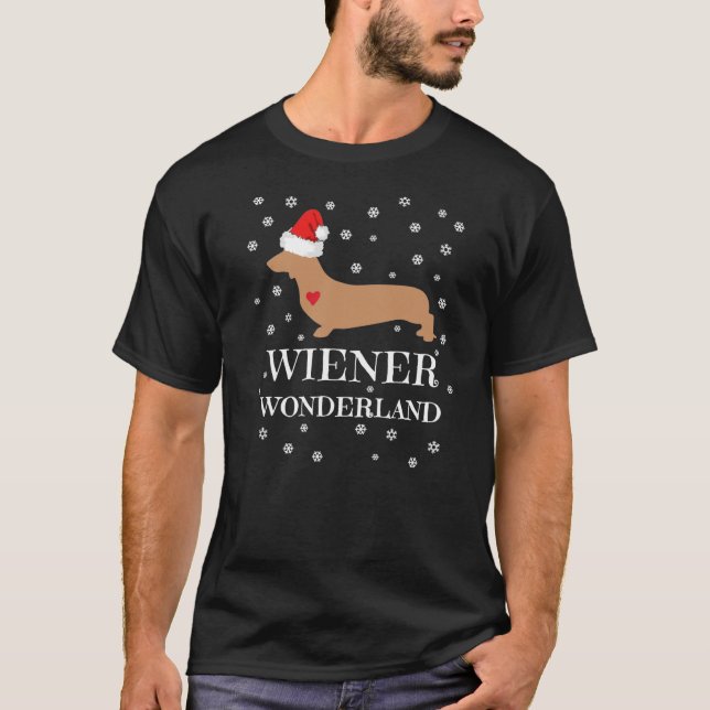 Camiseta Navidades inteligentes Wiener Wonderland Dachshund (Anverso)