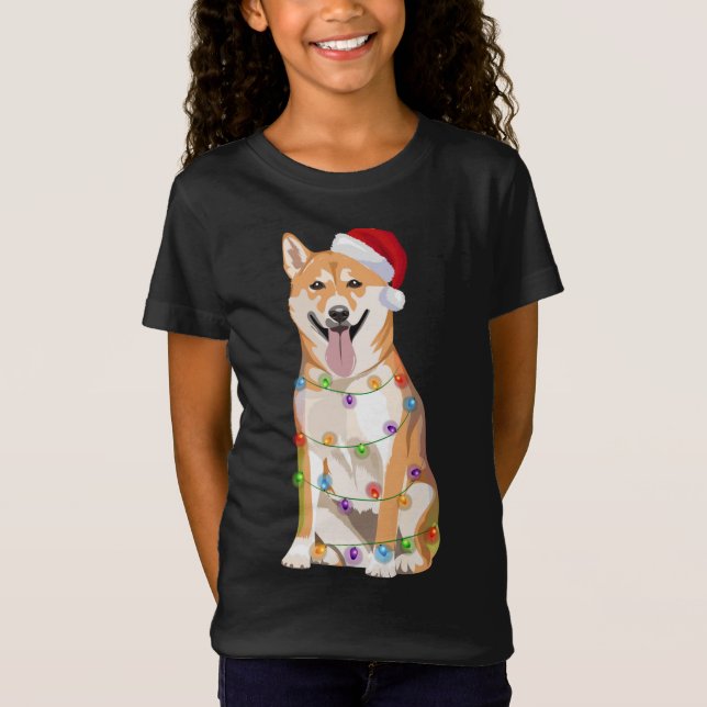 Camiseta Navidades Inu de Shiba iluminan el amante del perr (Anverso)