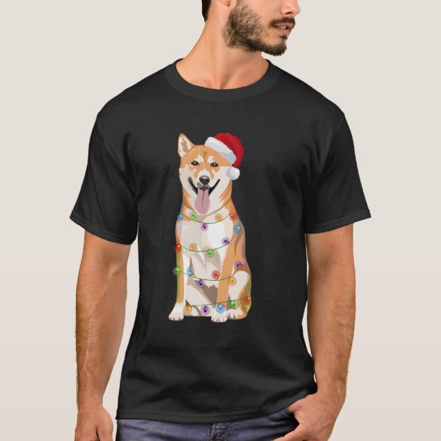 Camiseta Navidades Inu de Shiba iluminan el amante del perr (Anverso)