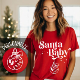 Camiseta Navidades Invitación de embarazo Santa Bebé