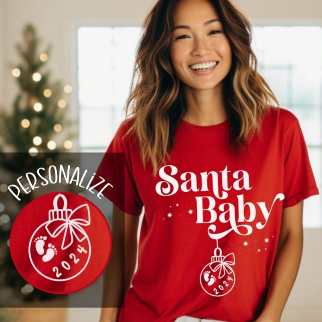 Camiseta Navidades Invitación de embarazo Santa Bebé (Subido por el creador)