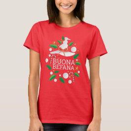 Camiseta Navidades italianos Buona Befana Bruja, blanco