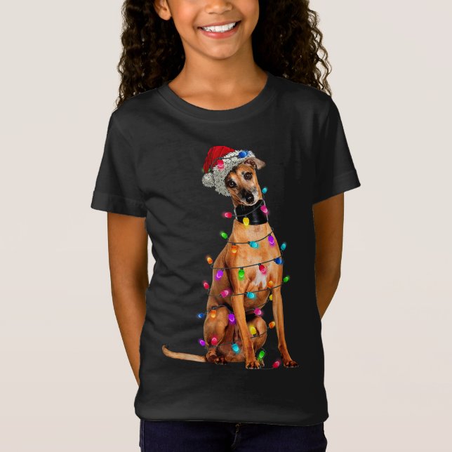 Camiseta Navidades italianos de árboles de perro de Greyhou (Anverso)