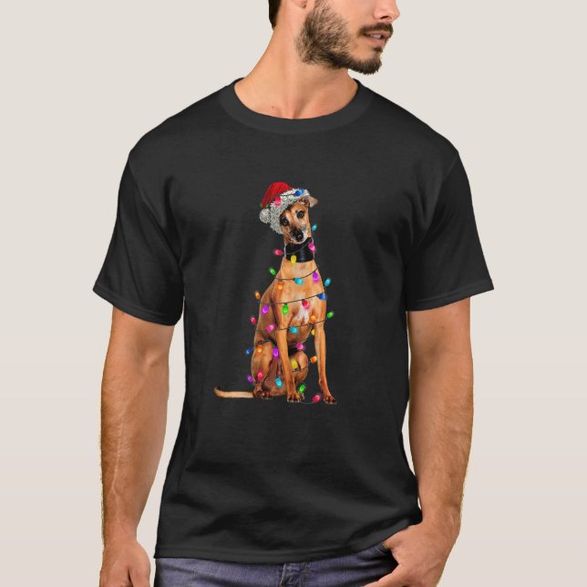 Camiseta Navidades italianos de árboles de perro de Greyhou (Anverso)