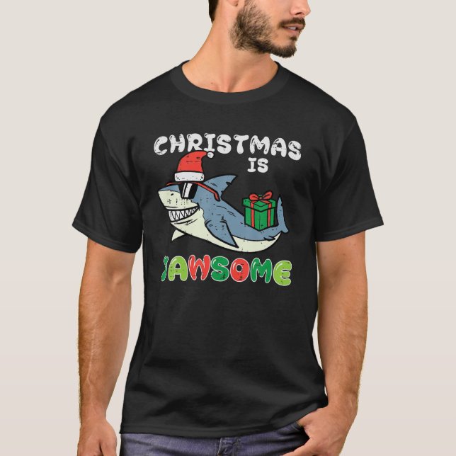 Camiseta Navidades: Jawsome Shark Santa Cute Xmas Boys Ki (Anverso)