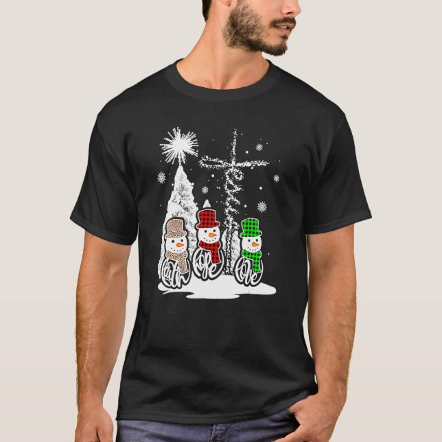 Camiseta Navidades Jesús Faith Esperanza Amar a Snowman Chr (Anverso)