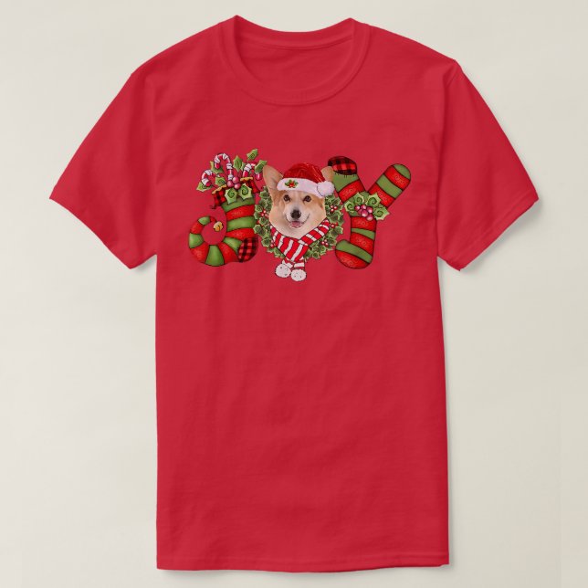 Camiseta Navidades Joy Dwarf Stocking Corgi (Diseño del anverso)
