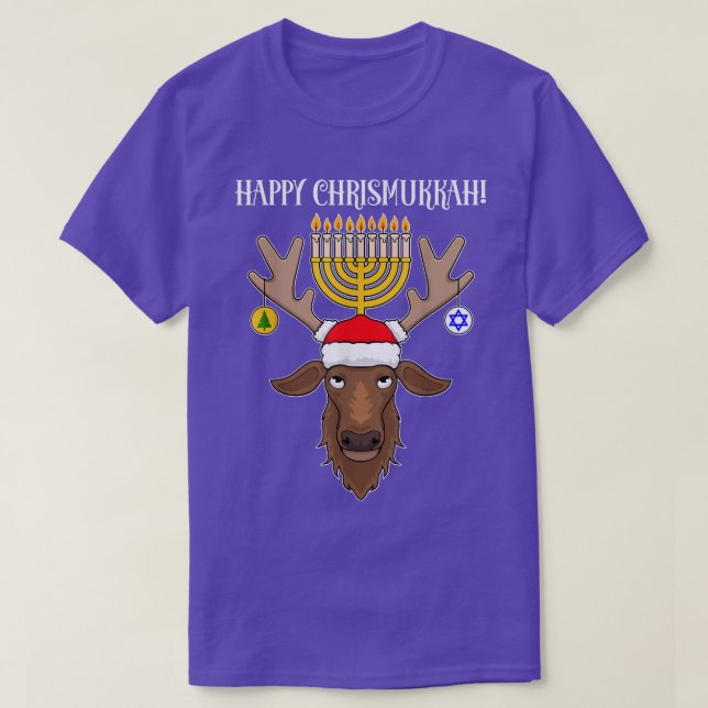 Camiseta Navidades judíos renos Feliz Chrismukkah T-Shir (Diseño del anverso)