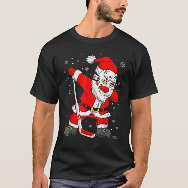 Camiseta Navidades Jugador de Hockey Santa Dabbing Niños Da (Anverso)