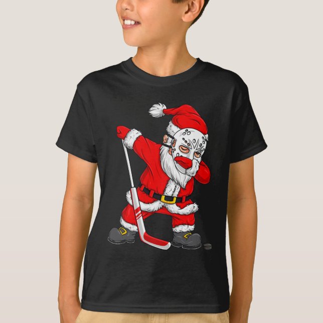 Camiseta Navidades Jugador de Hockey Santa Dabbing Niños Da (Anverso)