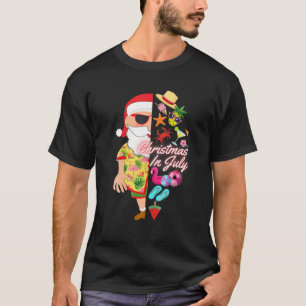 Camiseta Navidades Julio Funny Santa Summer Hawaiian Beach 