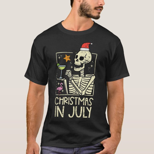 Camiseta Navidades Julio Skeleton Flamingo Divertidas Navid (Anverso)