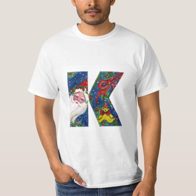 CAMISETA NAVIDADES K LETTER / SANTA CLAUS CON RIBBON ROJO (Anverso)